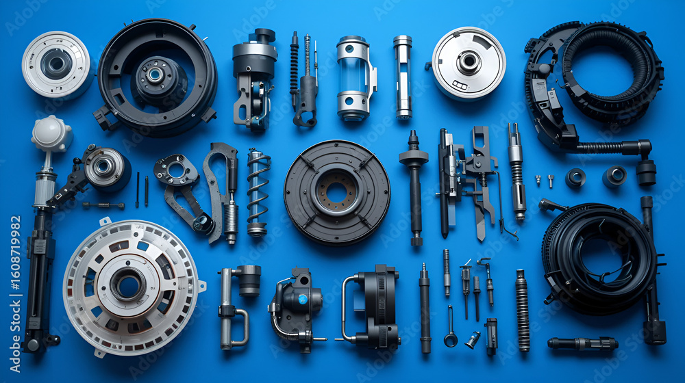 Set of Car parts on background Set of Car parts on background