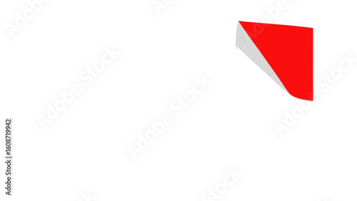 A red and gray triangular shape positioned in the upper right corner on white background
