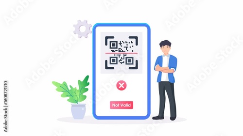 Modern flat illustration of verification failed and QR error. video animation 4k clip