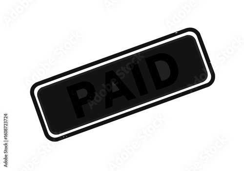 A black rectangular stamp with a white border displaying the word paid in a bold sans serif font