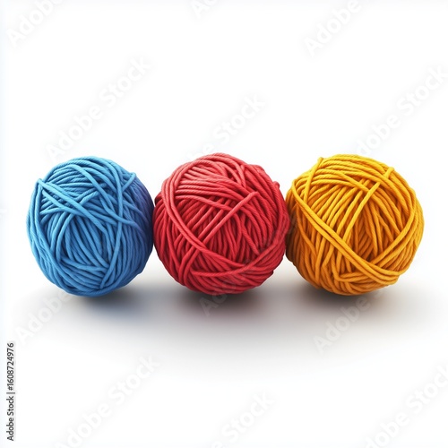 wool roll yarn colorful ball for cloth handmade or other, isolated white