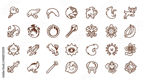 Progenitor icons set, outline style