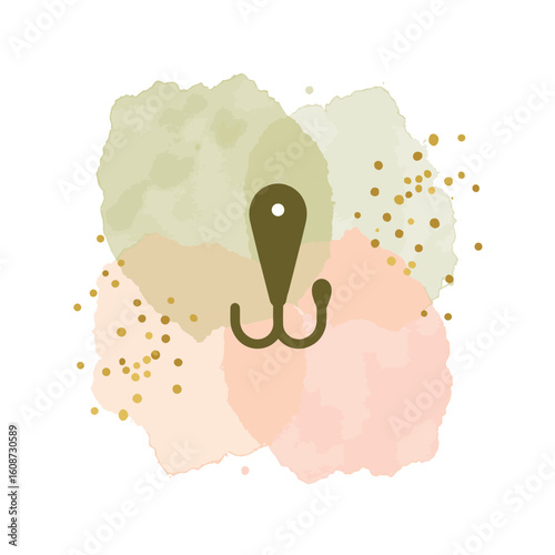 Elegant hook design in soft pastels on a white background, artistic decor