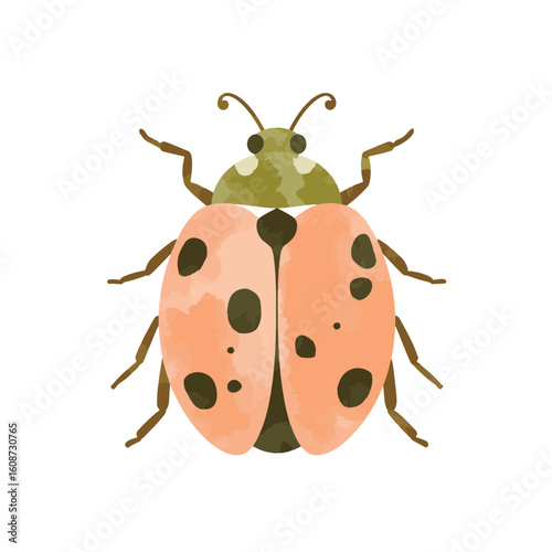 Colorful ladybug illustration in pastel tones, nature design
