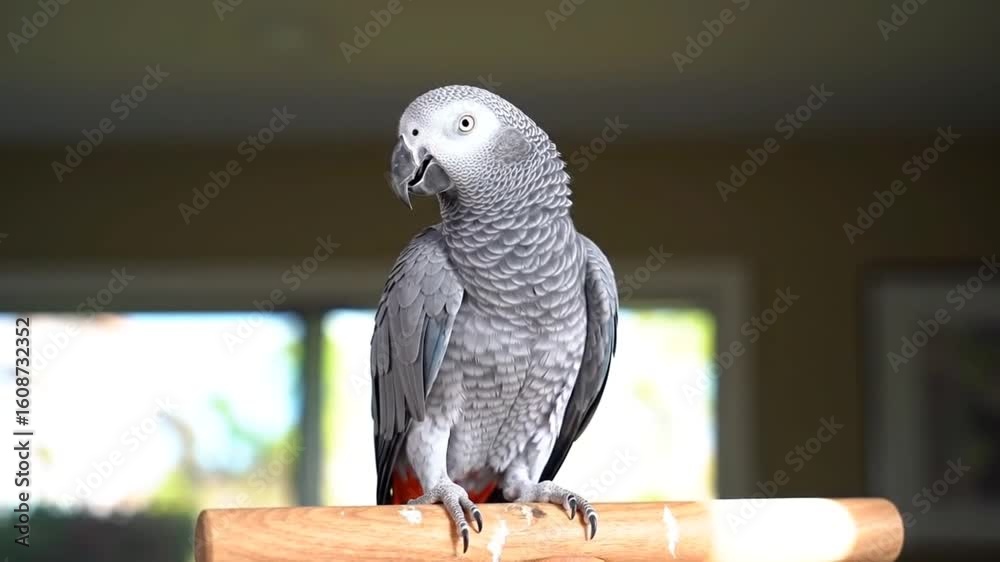 Parrot sitting on table 