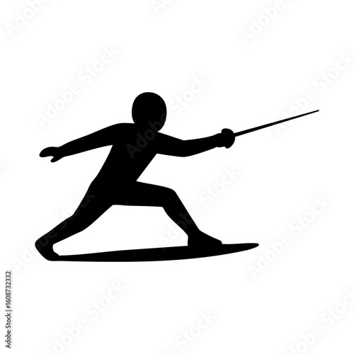 Silhouette of fencer lunging with foil or épée