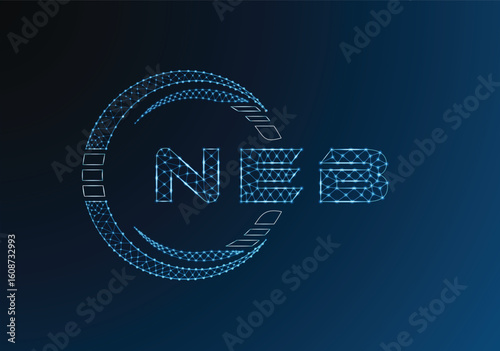 NEB low poly letter logo vector design. NEB lower poly logo design. Low poly logo.
