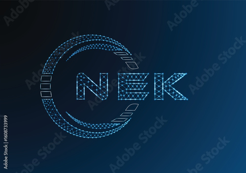 NEK low poly letter logo vector design. NEK lower poly logo design. Low poly logo.