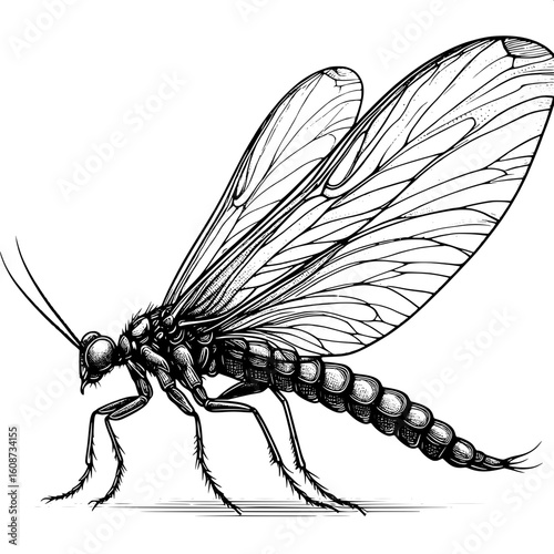 Mayfly Outline SVG | Delicate Winged Bug Design