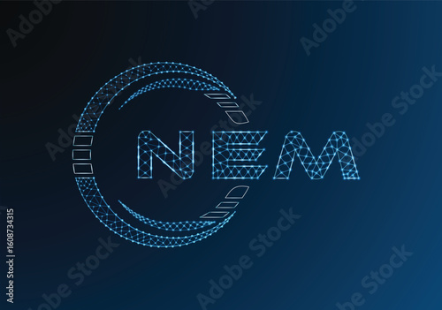 NEM low poly letter logo vector design. NEM lower poly logo design. Low poly logo.