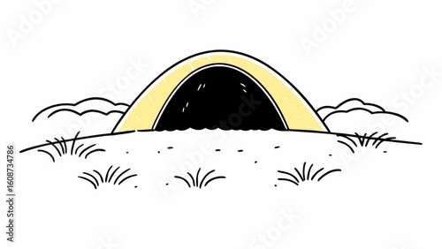 Camping tent illustration vector art for outdoor adventure and travel graphic design element and background design