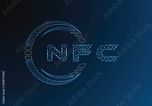 NFC low poly letter logo vector design. NFC lower poly logo design. Low poly logo.