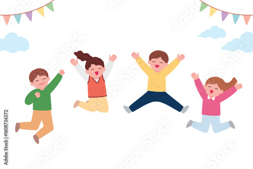 happy children jumping