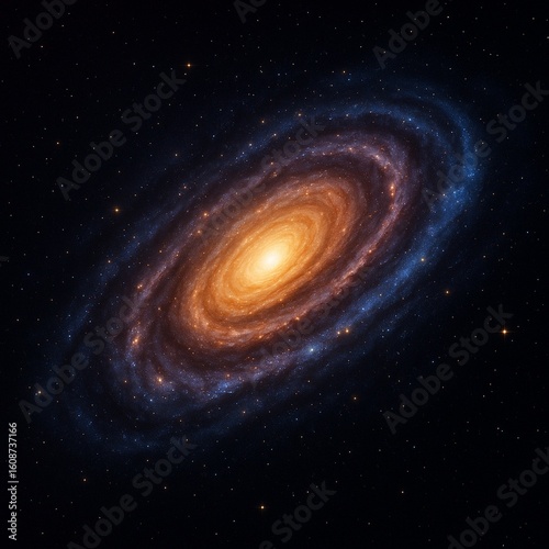 Cria uma sessão fotográfica profissional ultrarrealista, com iluminação suave: galáxia espiral brilhante no espaço profundo