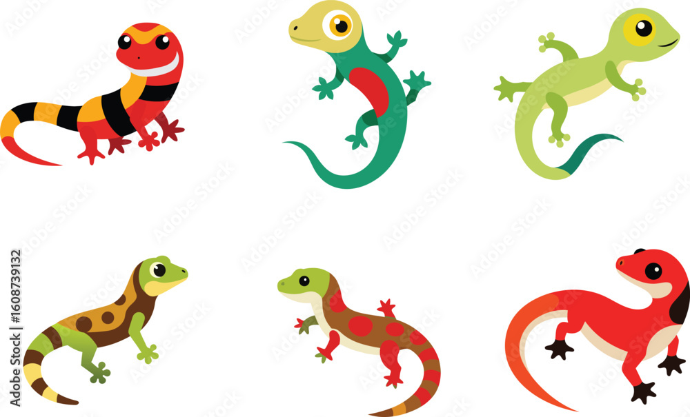 Fototapeta premium Gecko Color Vector Illustration On White Background