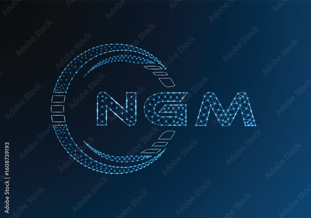 Naklejka premium NGM low poly letter logo vector design. NGM lower poly logo design. Low poly logo.