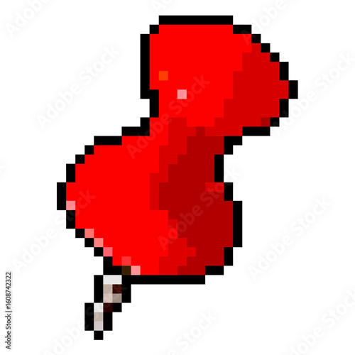 Pixel paper needle vector. Ideal for sewing themes, craft projects, or medical illustrations. This pixel art graphic depicts a needle, useful for concepts of precision or repair.