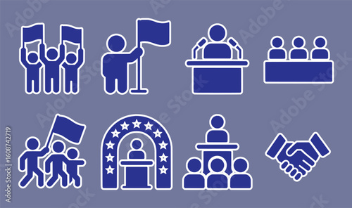 Political Figures And Symbols For Campaigns And Elections vector