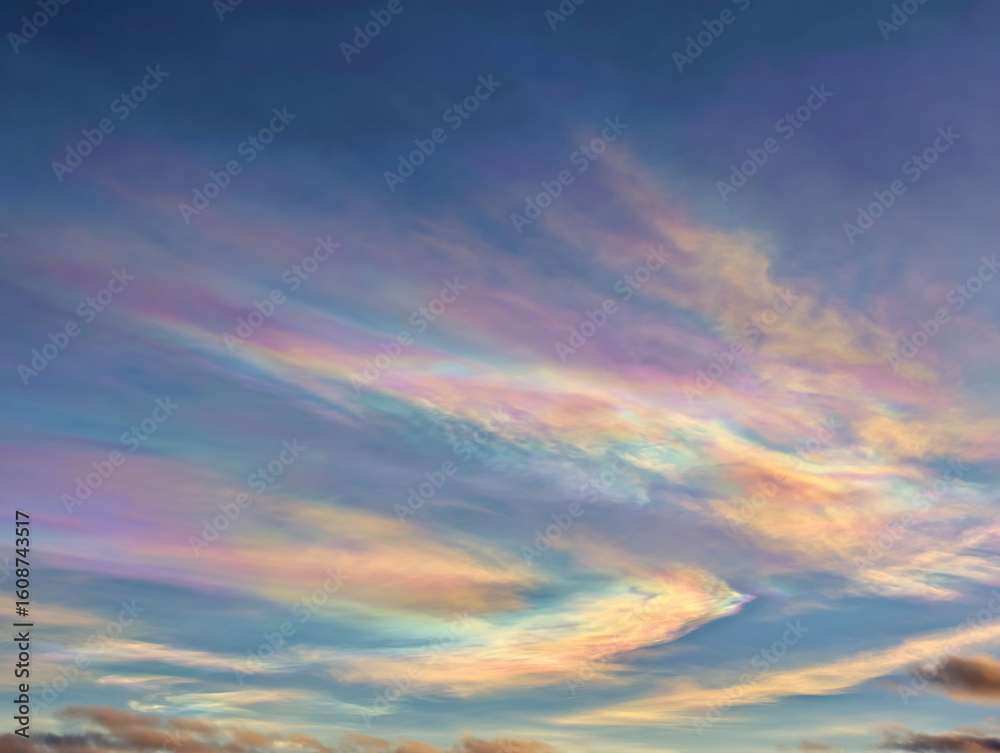Fototapeta premium pastel sky with iridescent clouds dreamy view