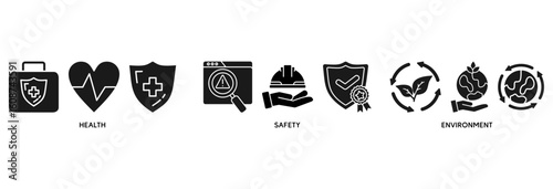 HSE icon set vector illustration concept relate to Health Safety Environment in the corporate occupational safety and health