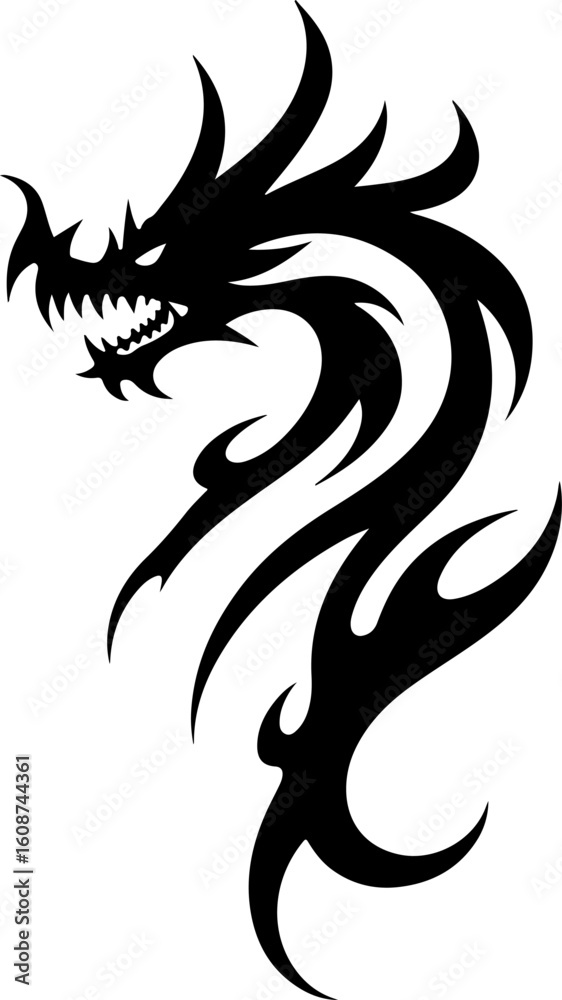 Fototapeta premium Twin Fury & Sky Serpent: Dragon Tattoo Art