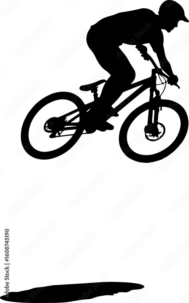 Fototapeta premium Mountain Biker Silhouette Jump vector 