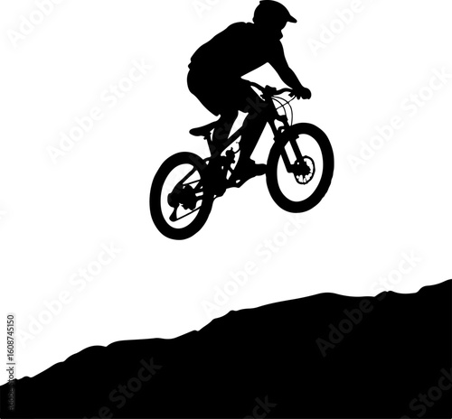 Mountain Biker Silhouette Jump vector 