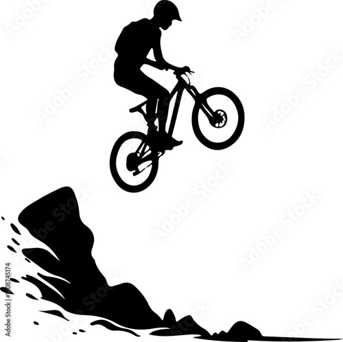 Mountain Biker Silhouette Jump vector 