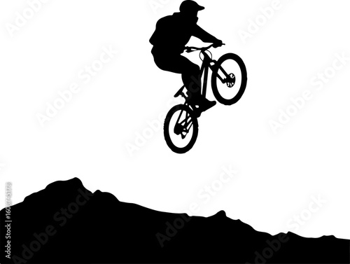 Mountain Biker Silhouette Jump vector 