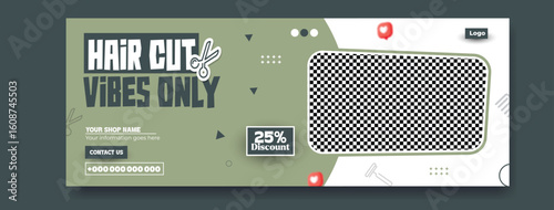 Haircut Only Discount Offer Social Media Template with Space for Image