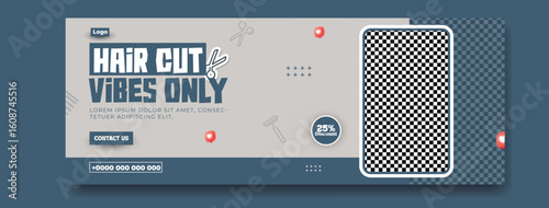 Modern Barber Shop Promotion with Discount Offer and Stylish Design Elements