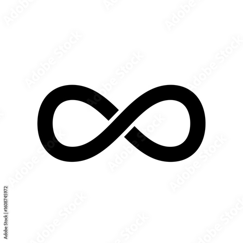 A simple, black infinity symbol representing endless possibilities and concepts.
