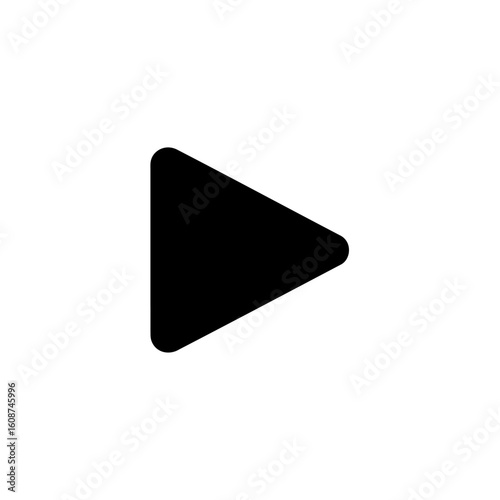 Simple black play button icon representing video or audio playback.