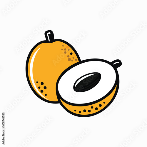Modern Design of Whole and Cut Loquat Fruit - AI Generated