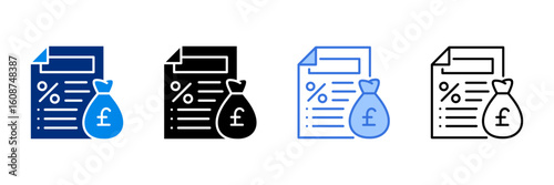 Tax Icon Set With Different Currencies