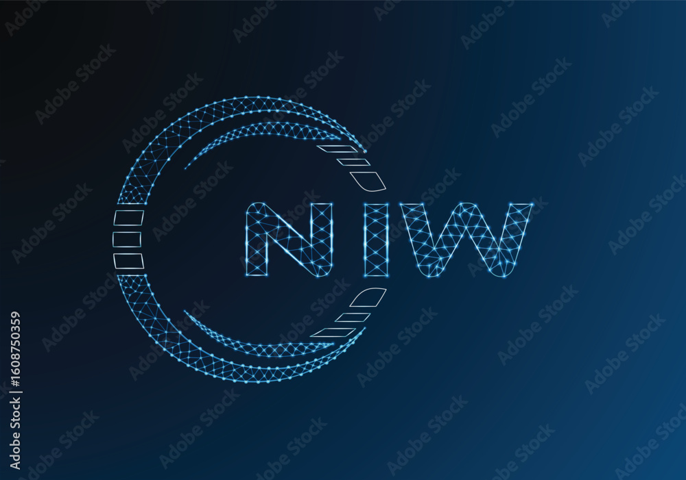 Obraz premium NIW low poly letter logo vector design. NIW lower poly logo design. Low poly logo.