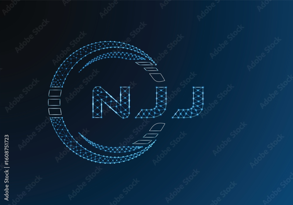 Naklejka premium NJJ low poly letter logo vector design. NJJ lower poly logo design. Low poly logo.