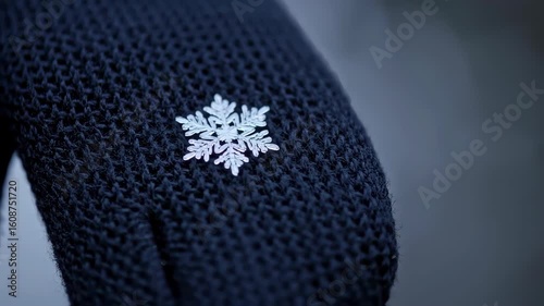 Knitted glove with snowflake