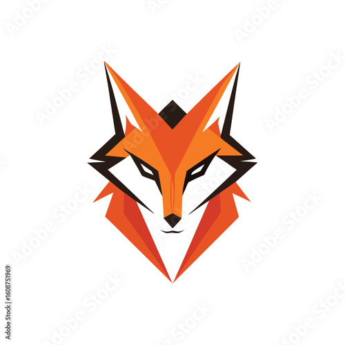 Modern logo of fox head with pointed angular features in minimalist geometric style art