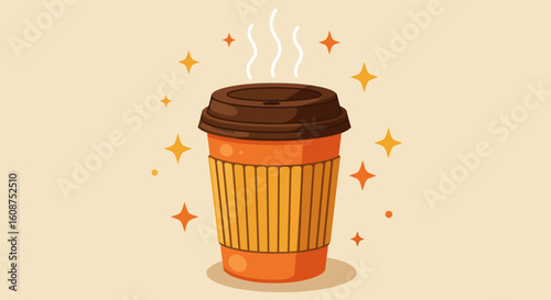 Delicious Hot Drink in Disposable Cup Vector Icon