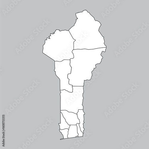 Benin Detailed Map with Departments and Borders (Clear and comprehensive, highlighting internal divisions)