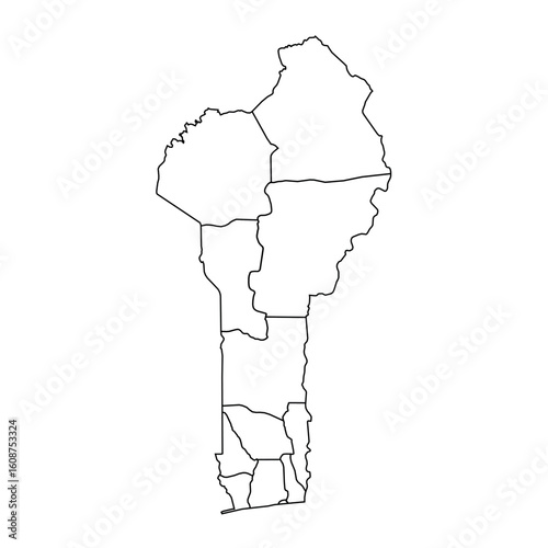 Political Map of Benin Vector Outline (Emphasizes the political aspect and the outline style)