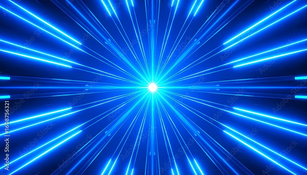 Obraz premium Abstract, radiating blue light pattern