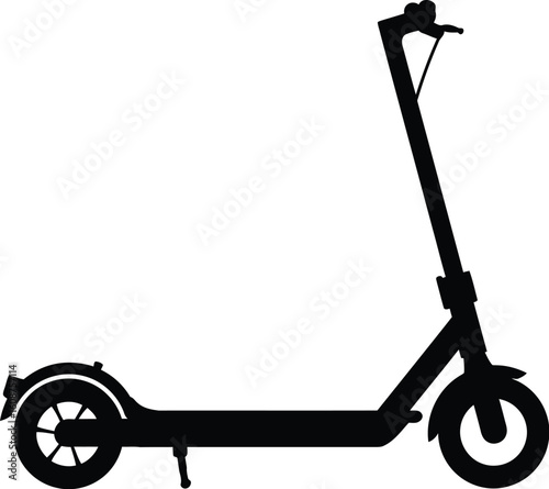 Electric Scooter Silhouette on White Background Modern Urban Transportation and Eco Friendly Mobility Solution for Commuting