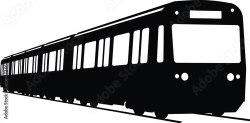 Minimalist Black Silhouette of a Modern Subway Train on White Background for Transportation and Transit Designs