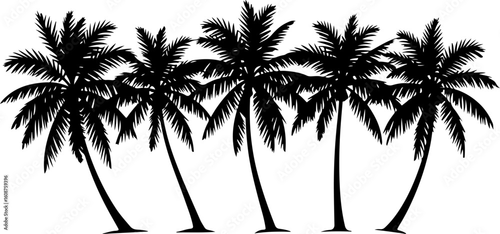 Obraz premium palm tree, tropical tree, tree silhouette bundle