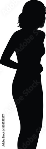 Silhouette of a Woman Holding Her Stomach in Pain