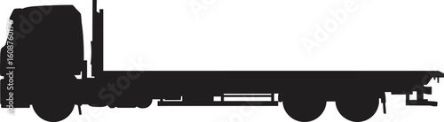 Flatbed Truck Silhouette Vector Graphic
