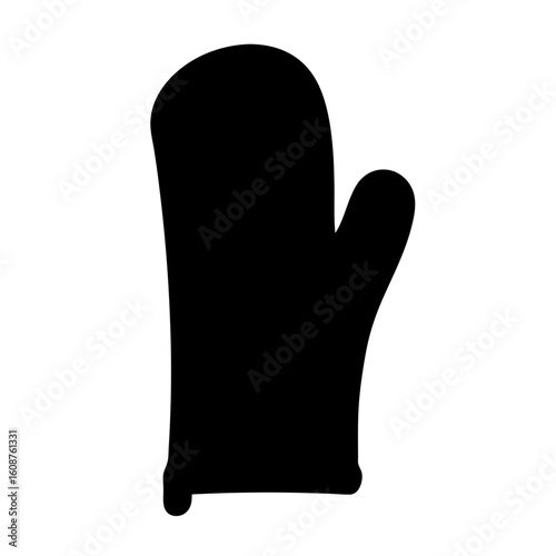 Silhouette of a protective oven mitt used for handling hot cookware