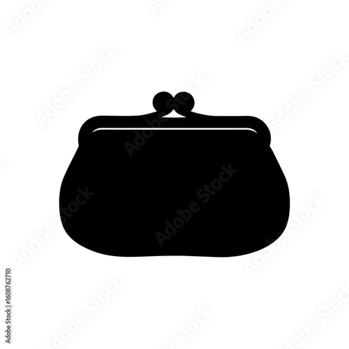 Black and white illustration of a clasp purse on a white background